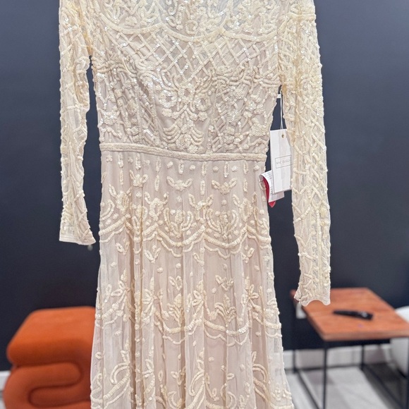Mac Duggal Cream Long Sleeve Lace Dress 9142 Nude 2 - Picture 11 of 11